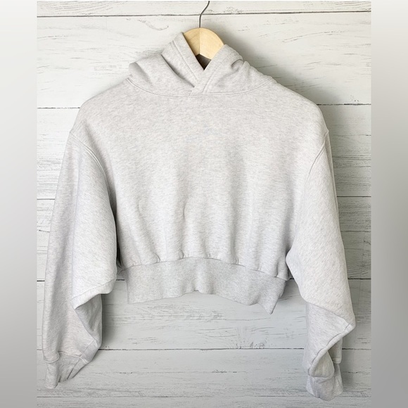 TNA AIRY AF Fleece Cropped Hoodie Heathered White/Grey - Picture 3 of 4